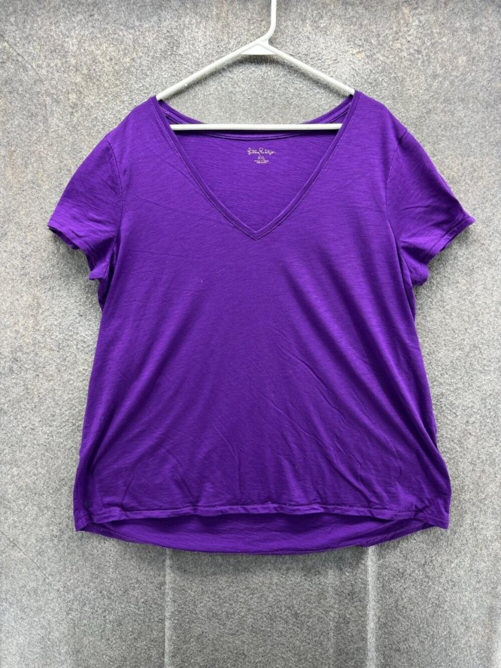 Lilly Pulitzer Shirt Women XXL Purple V Neck Short Sleeve Jersey Tee Casual
